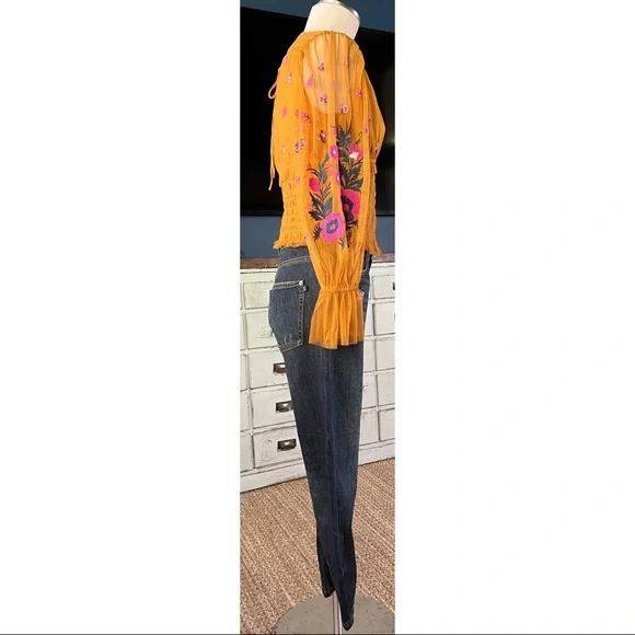 Anthropologie Smocked Tulle Blouse Top MP - Picture 12 of 16